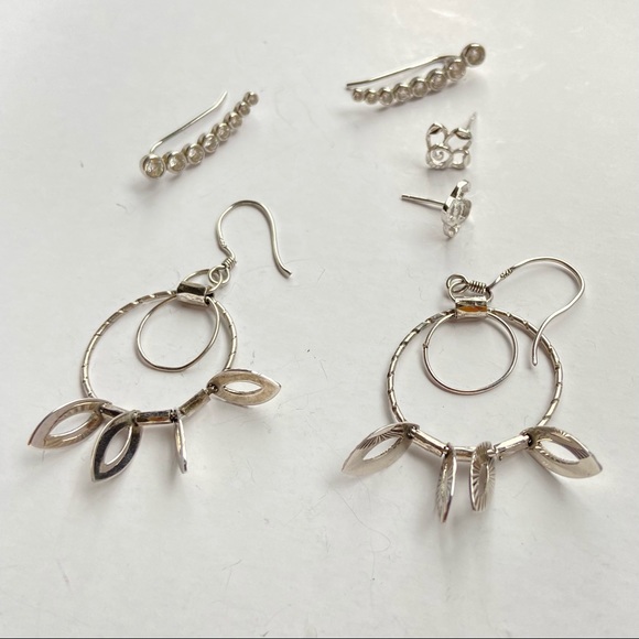 Sterling silver climber danglers and stud earrings - Picture 1 of 7